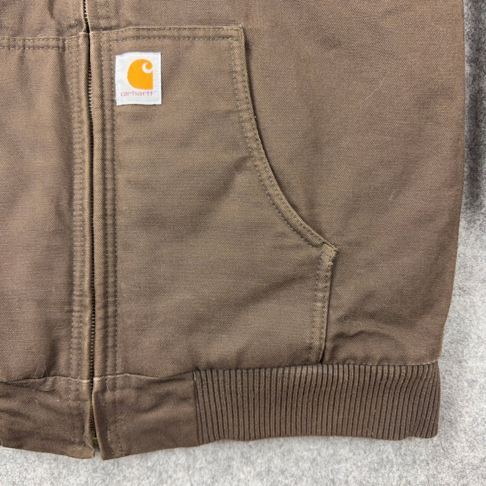 Carhartt Active Jacket Kids Large Brown Quilted Lined Canvas Hooded Work Coat - Picture 4 of 11